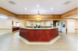 The front desk at a skilled nursing nursing facility