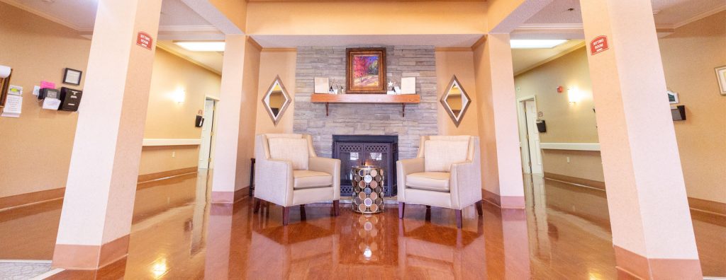 The entry way at a skilled nursing facility